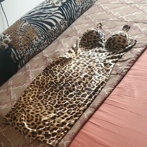 Leopard Print Satin Slip Dress - Worn Once. Sexy!!!